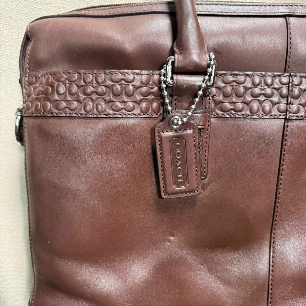 Coach Thompson Heritage Leather Slim Briefcase Mahogany Brown F70454 - Picture 6 of 16
